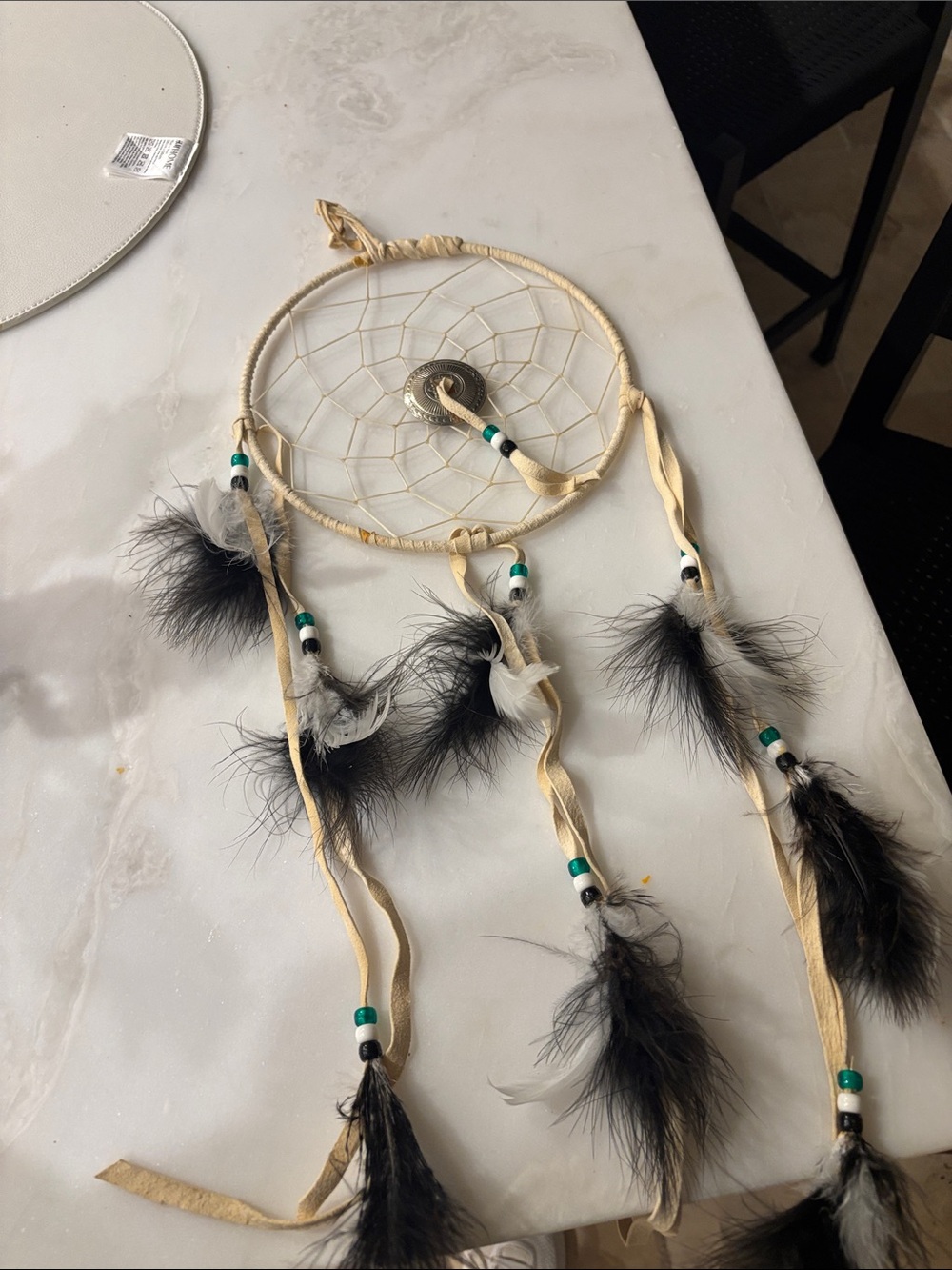 Handmade Dreamcatcher Wall Decor in Cream and Black